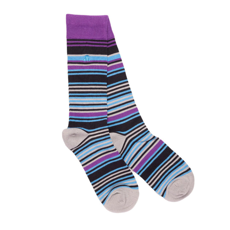 LEMAR [Lemar] Swole Panda_Purple and Blue Narrow Striped Socks _SP287 SWOLE PANDA